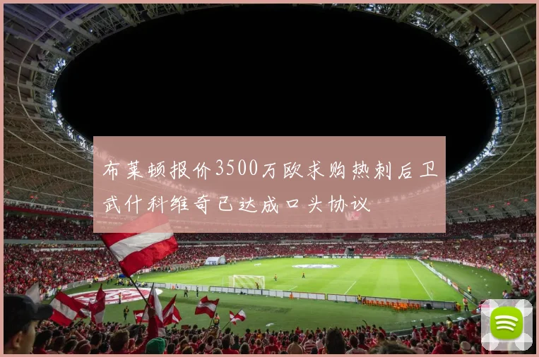 布莱顿报价3500万欧求购热刺后卫武什科维奇已达成口头协议